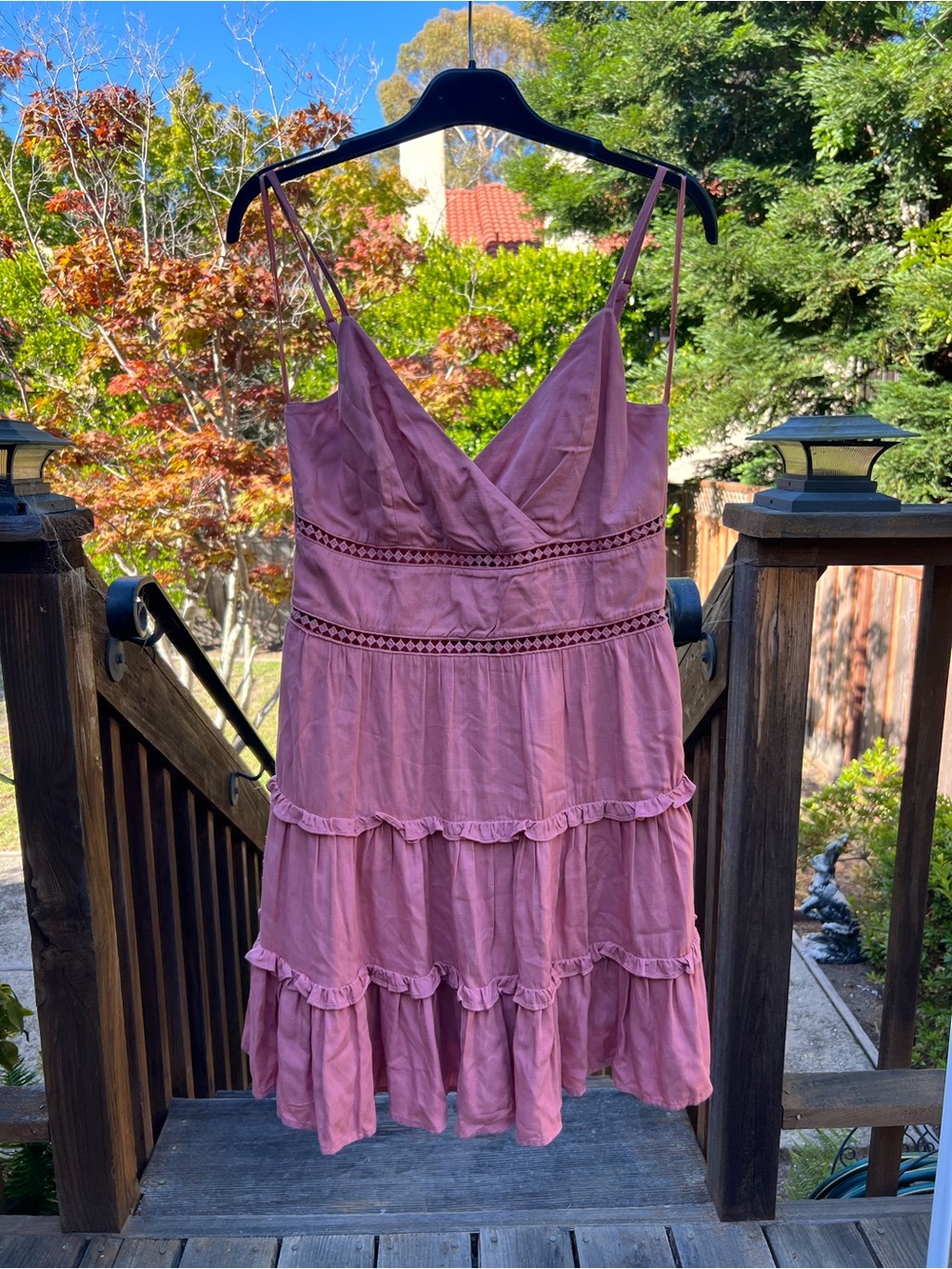 Miami Dusty Rose Tiered Spaghetti-Strap Mini Dress